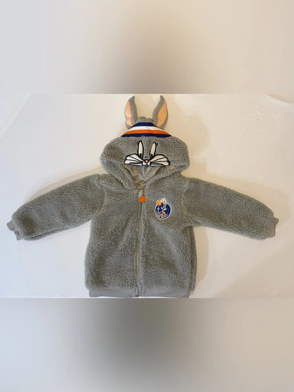 Space Jam Bugs Bunny Sherpa Fleece Jacket Gray Toddler 2T